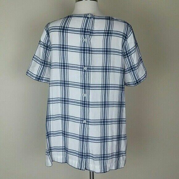 Madewell Womens Top Windowpane Light Academia Size M Classic Prep Old Money - Picture 4 of 7
